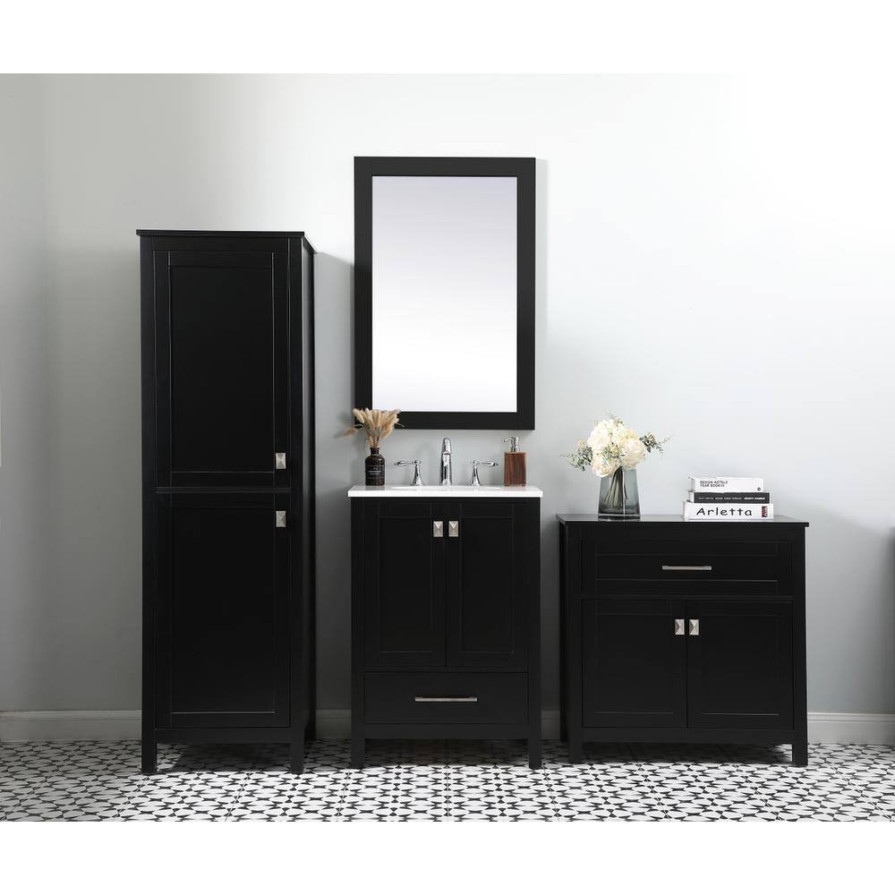 Alt View 7. Elegant Kitchen and Bath - 30 Inch Wide Bathroom Storage Freestanding Cabinet In Black - Black.
