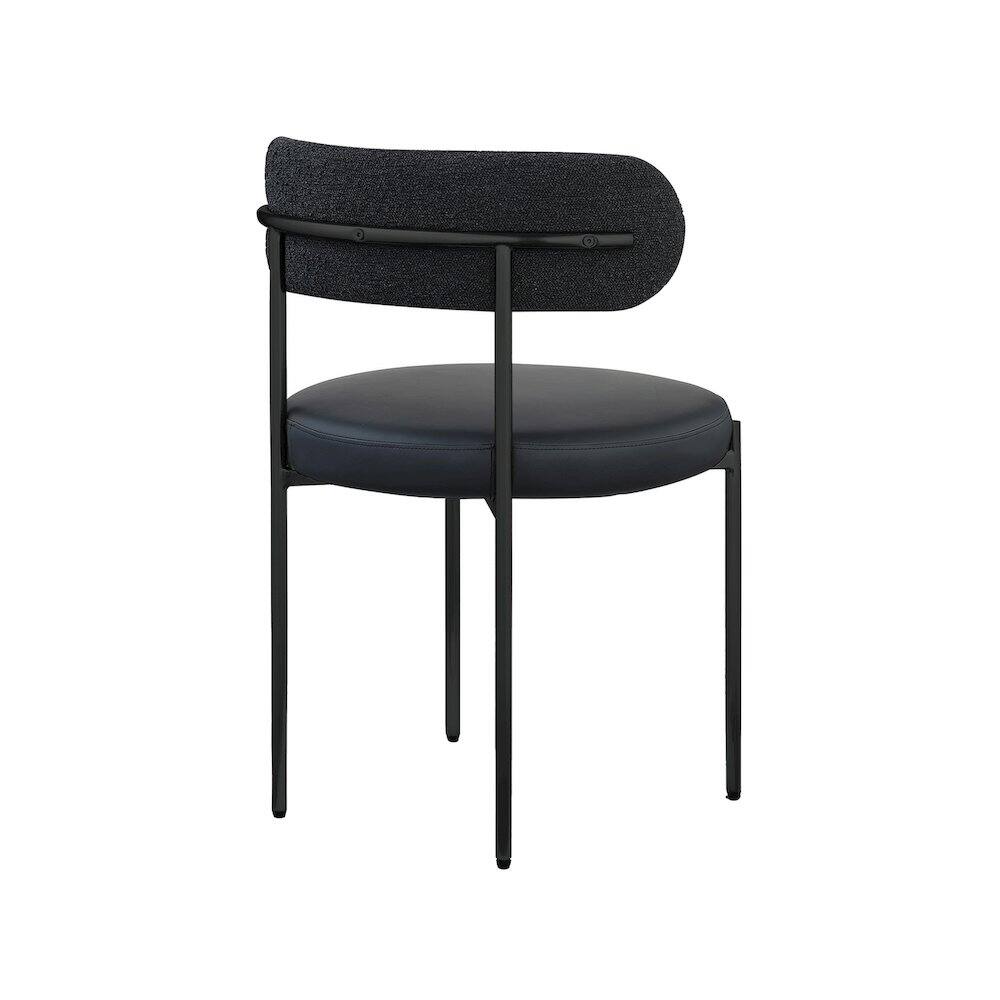 Alt View 4. Meridian Furniture - Beacon Black Vegan Leather and Boucle Fabric Dining Chair, Set of 2 - Black.