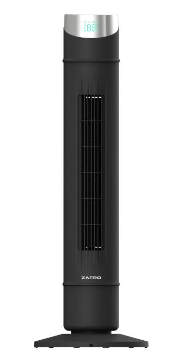Front. Electactic - 36 Inch Tower Fan with App & Remote Control, 12 Speeds, Temperature Display, Bladeless - BLACK.