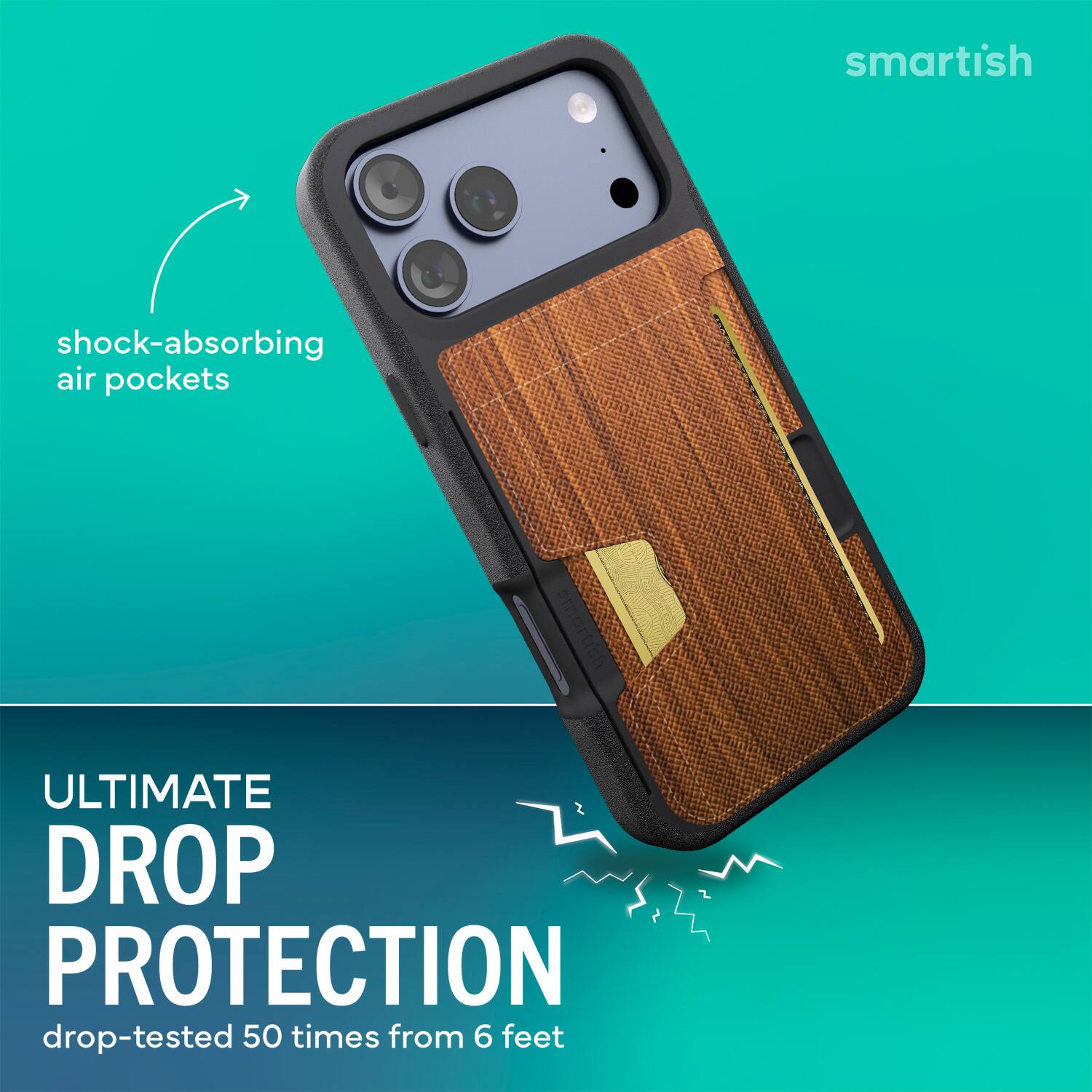 smartish shock-absorbing air pockets em smartish ULTIMATE DROP PROTECTION drop-tested 50 times from 6 feet