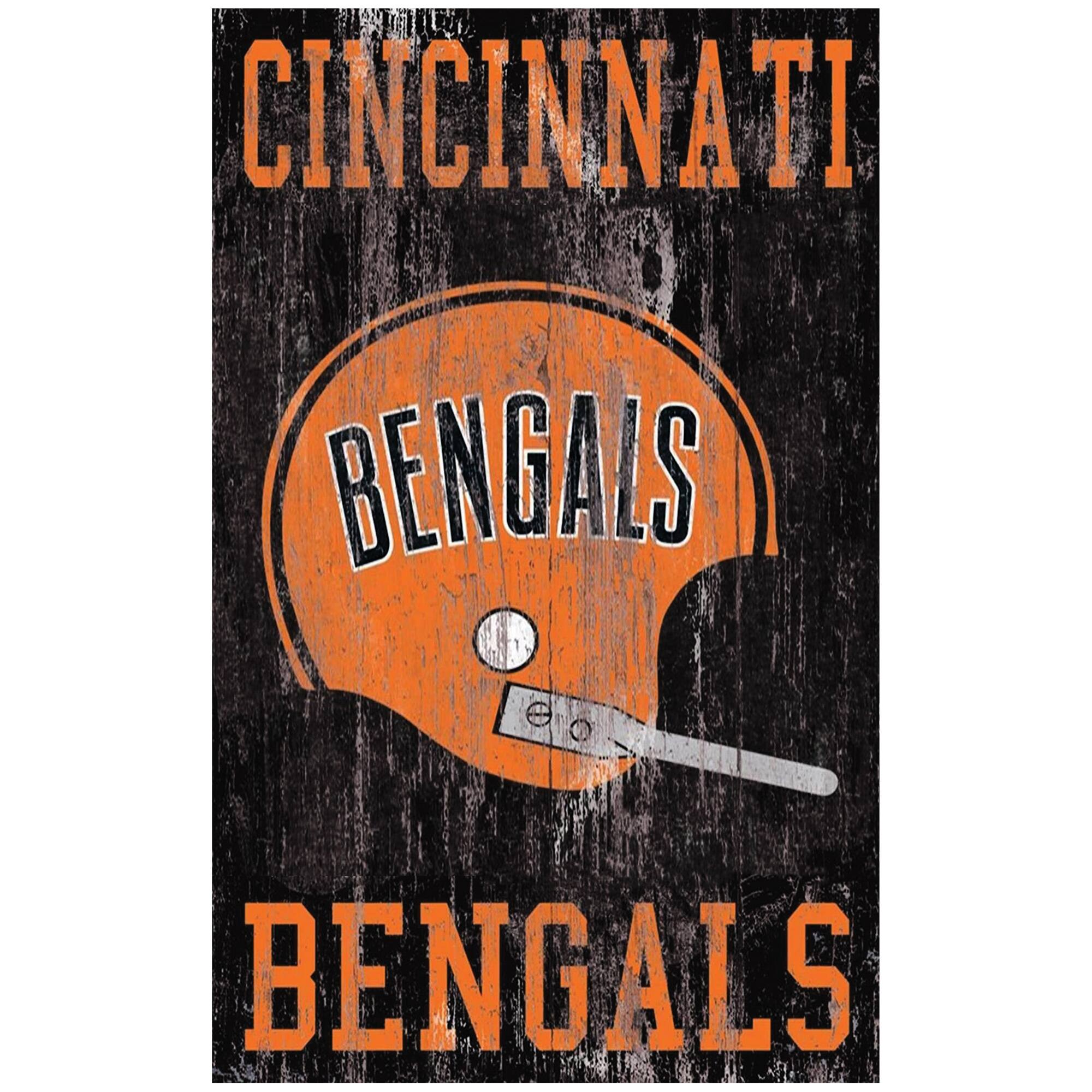 Cincinnati Bengals 11'' x 19'' Heritage Distressed Logo Sign