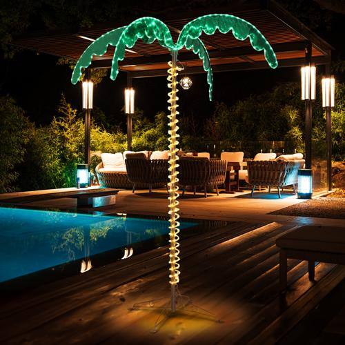 Alt View 5. Winado - 7 FT Lighted Palm Tree 31V LED Rope Light Coconut Tree for Outdoor Christmas Holiday Decoration - Green.
