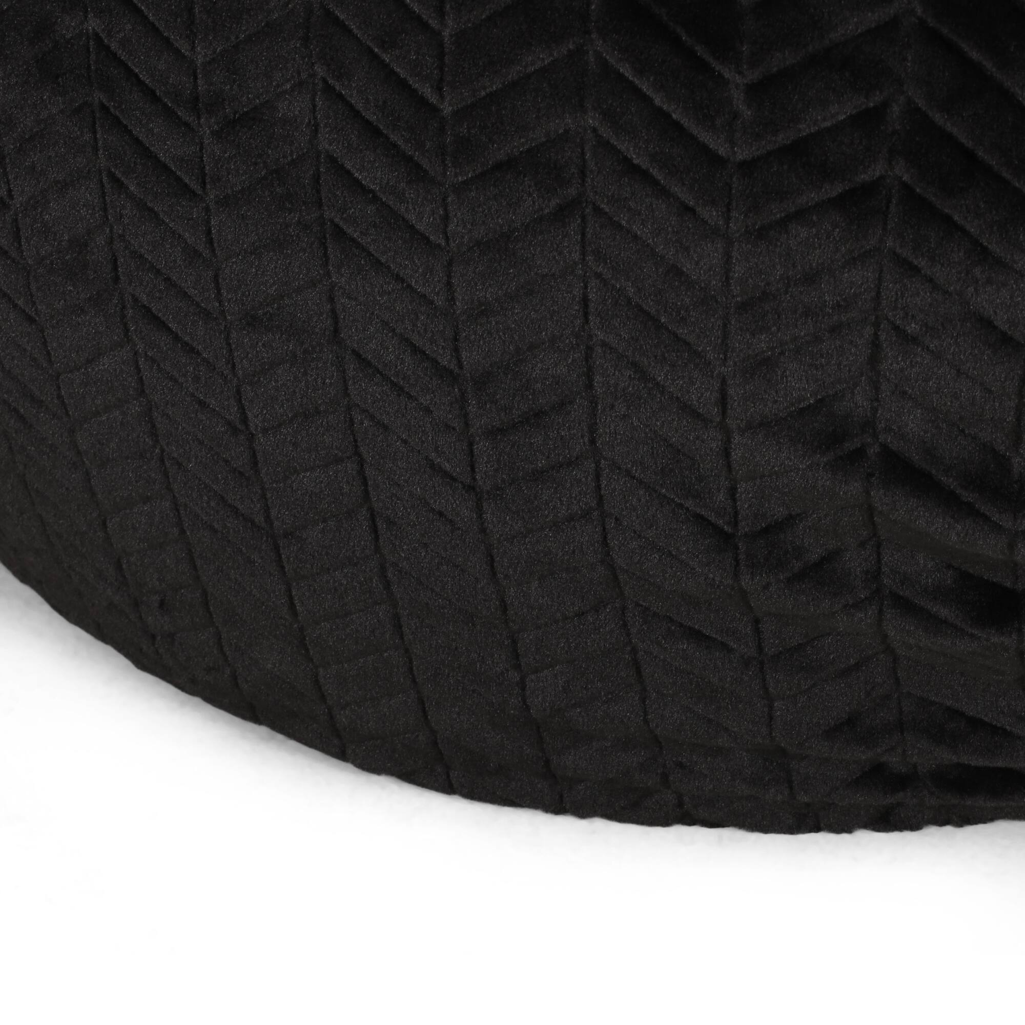 Back. GOODSILO - Luxurious Round Faux Fur Bean Bag Chair with Removable Cover for Ultimate Comfort and Style - Black.