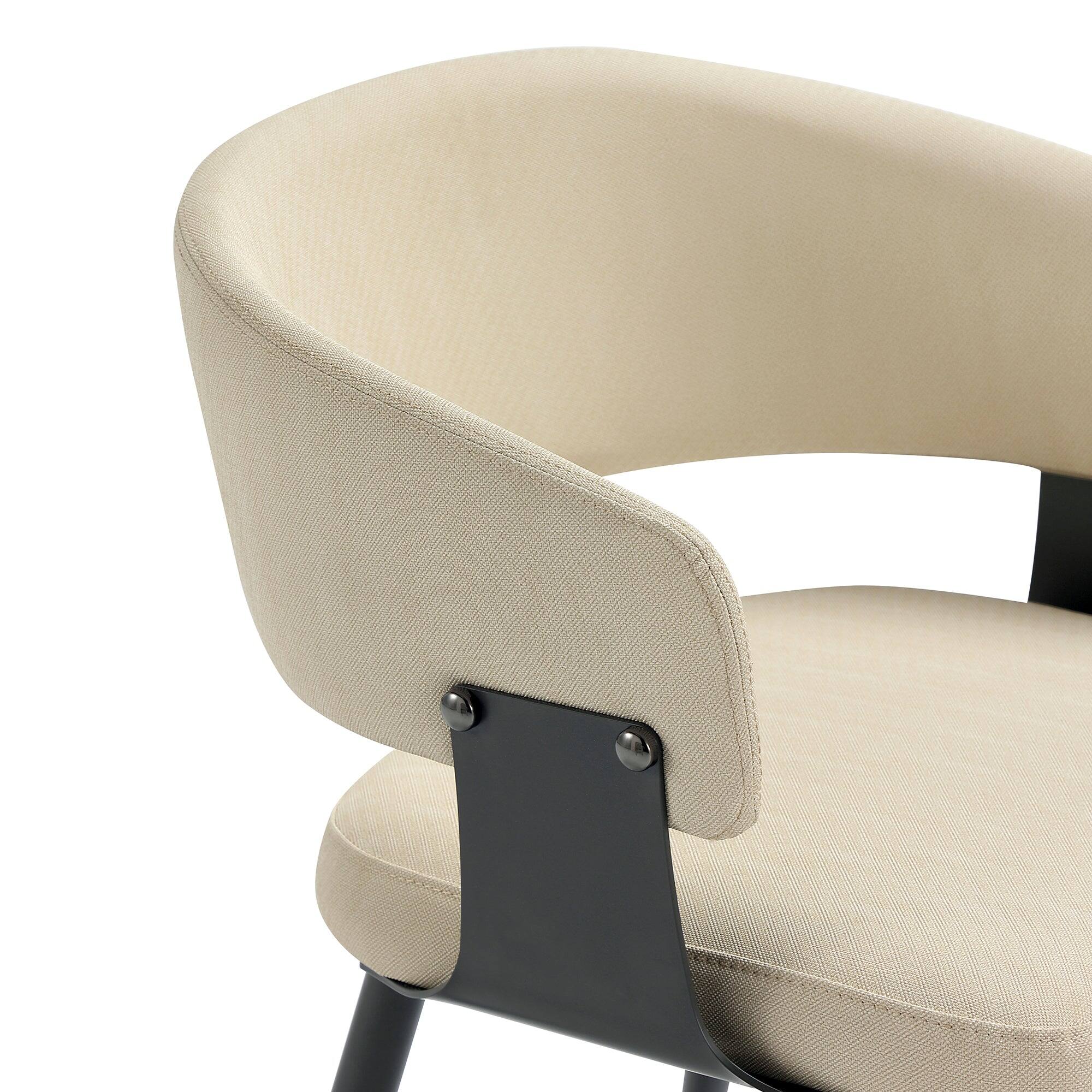 Alt View 1. Manhattan Comfort - Luce Modern Metal Textured Vegan Leather Dining Chair - Set of 2 - Sand.
