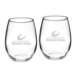 Jardine - Richard J Daley College Bulldogs 21oz. 2-Piece Stemless Wine Glass Set - Multicolor