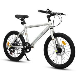 Chery Life - 20 in. Steel Kids' Bike 7 Speed with Dual Disc Brakes Ages 6-12 - Gray