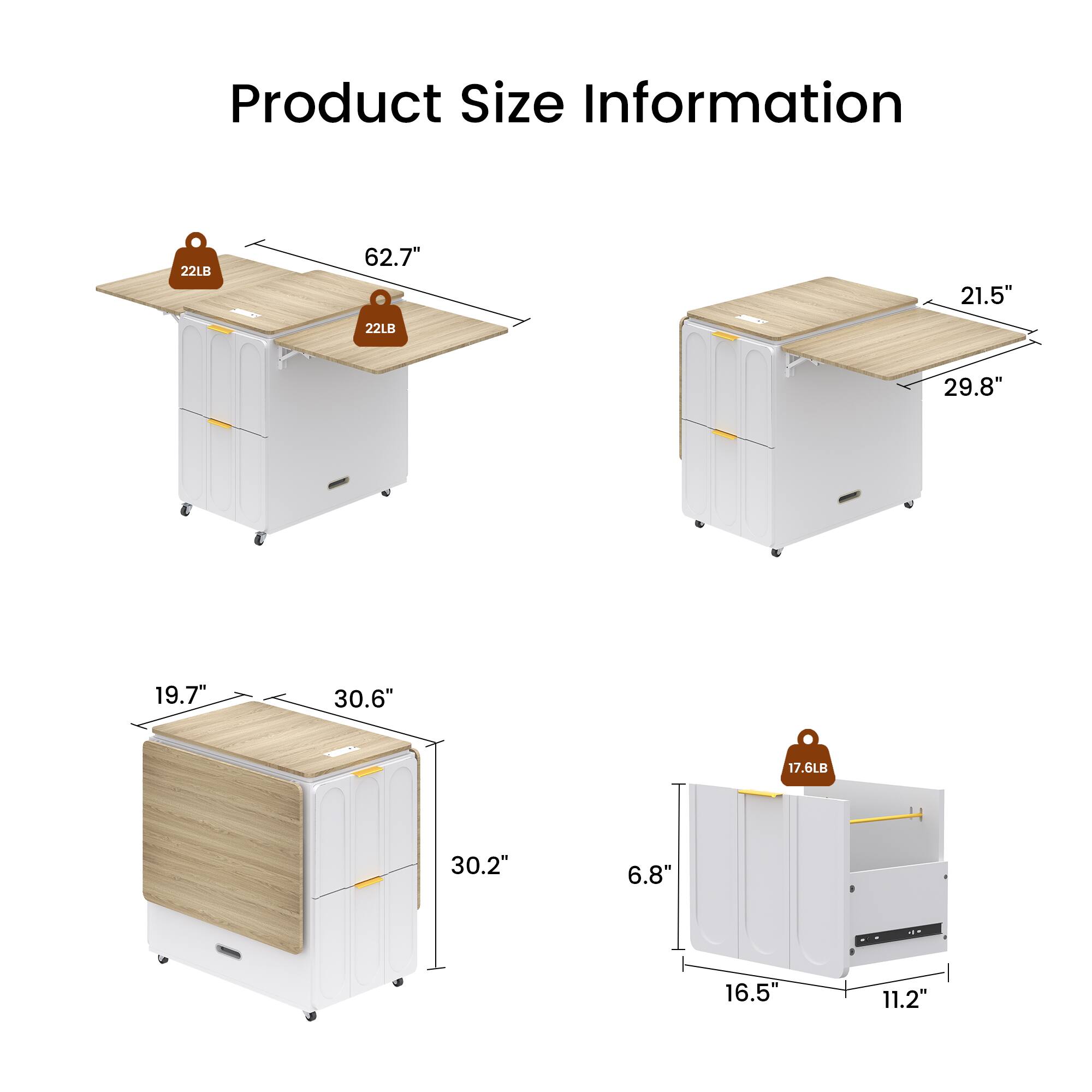 Product Size Information

- 22LB: 62.7" x 21.5" x 29.8"
- 22LB: 19.7" x 30.6" x 30.2"
- 17.6LB: 6.8" x 16.5" x 11.2"