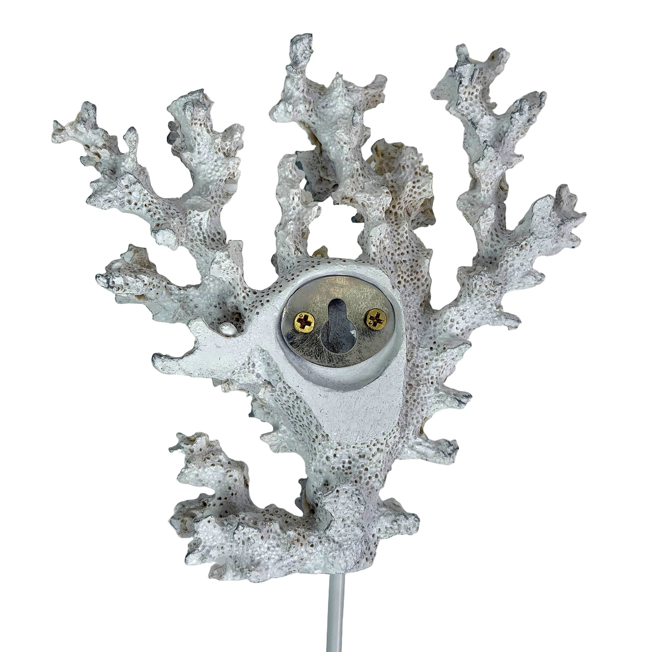 Alt View 9. Fancy That - Set of 4 Decorative Coral Wall Hooks White Silver Resin Metal 7.5 Inch - White.