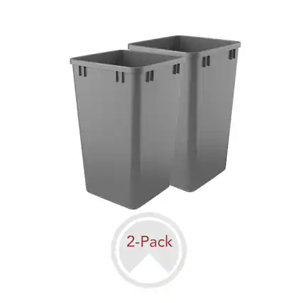 Front. Rev-A-Shelf - Rev-A-Shelf Polymer Replacement 27 qt. Trash Bin, Silver, 2 Pack, RV-1024-17-2 - Metallic Silver.