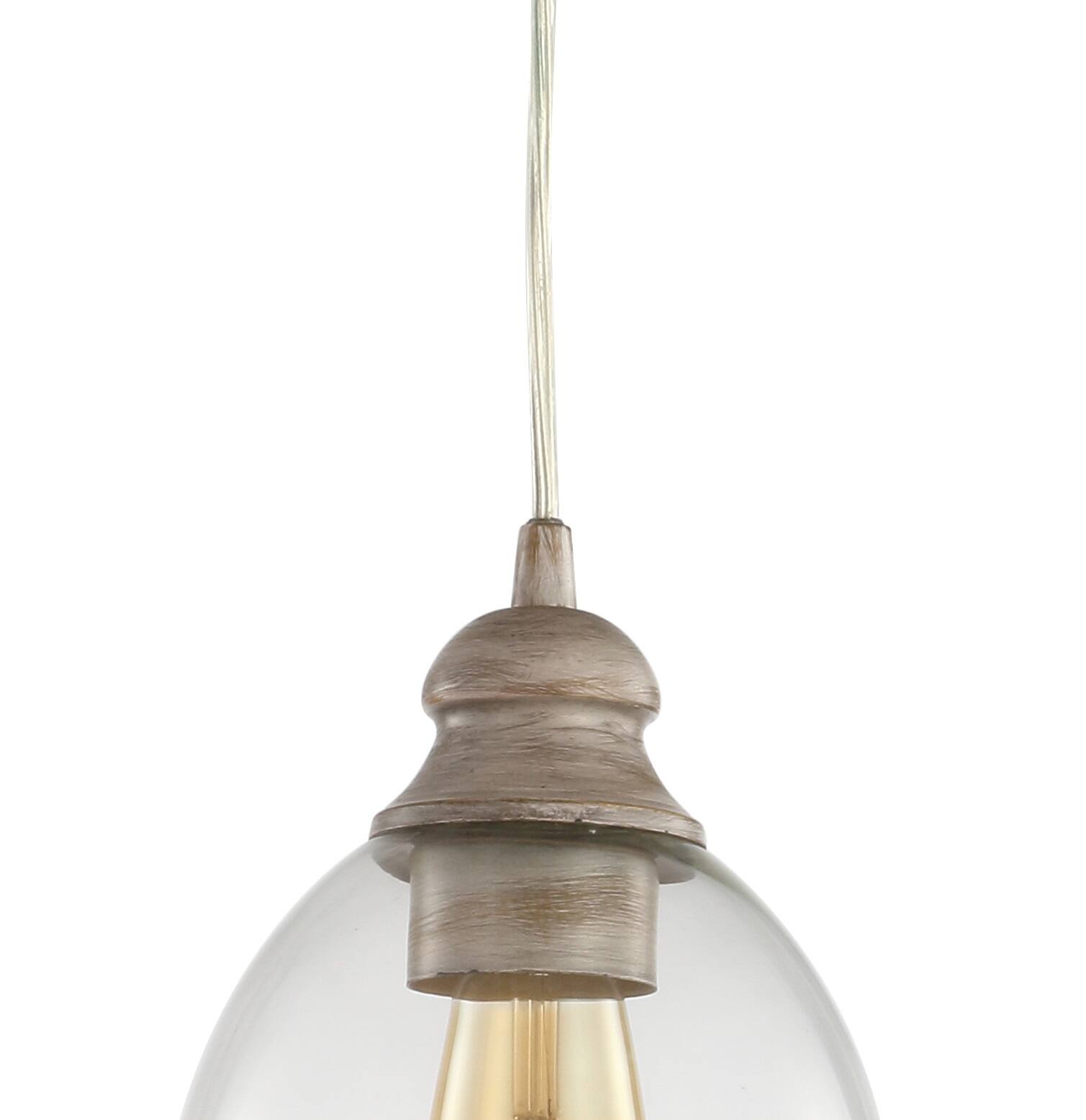 Alt View 4. Jonathan Y - Fontaine 6.25" Adjustable Greige Glass LED Pendant, Grey/Clear - Gray.