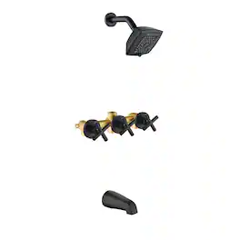 Boyel Living - Tub and Shower Set Brass SUS304 Three Handle 5-Function Top Spray High-Flow - Matte Black