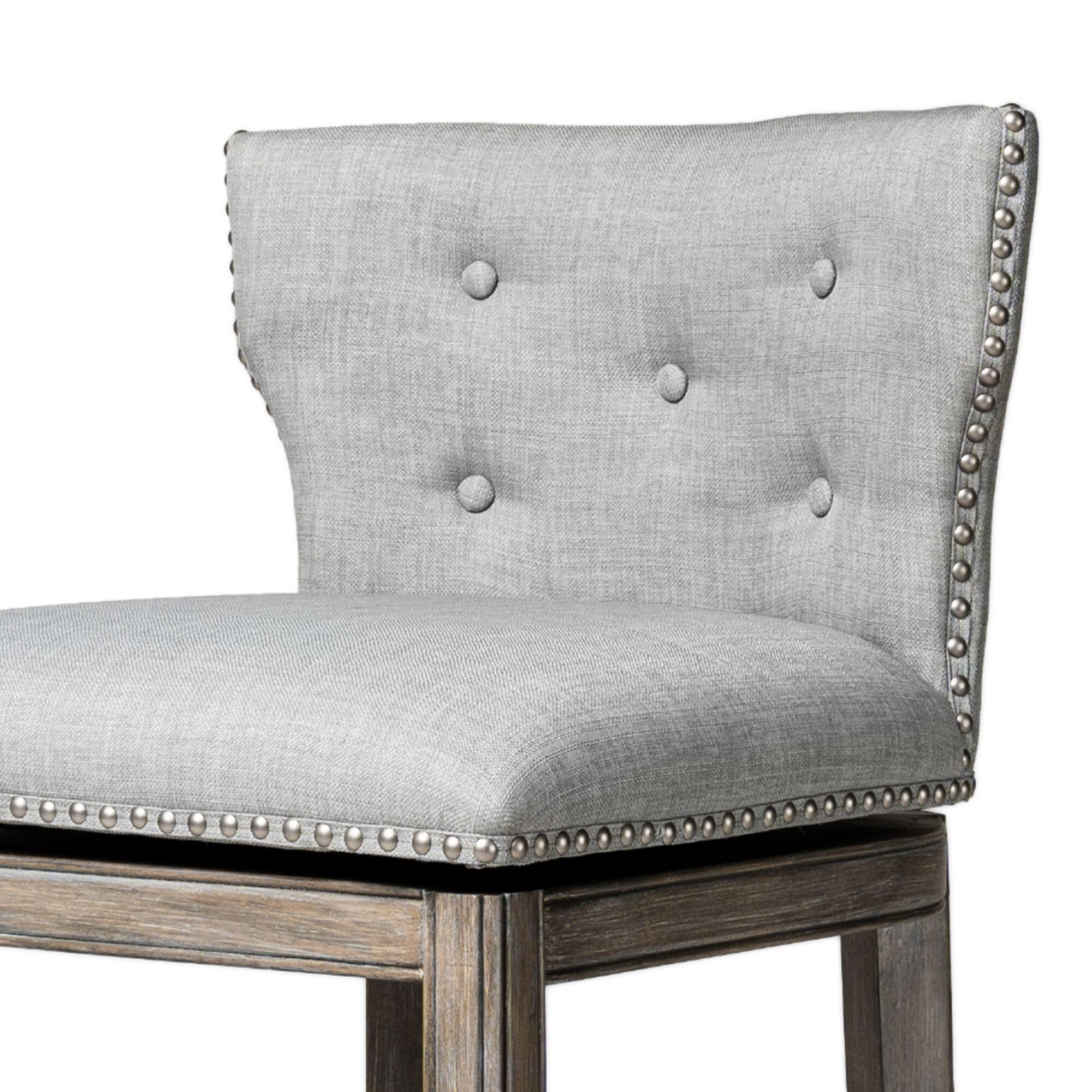 Alt View 4. Maven Lane - 26" Hugo Counter Stool in Reclaimed Oak Finish with Fabric Upholstery - Reclaimed Oak.