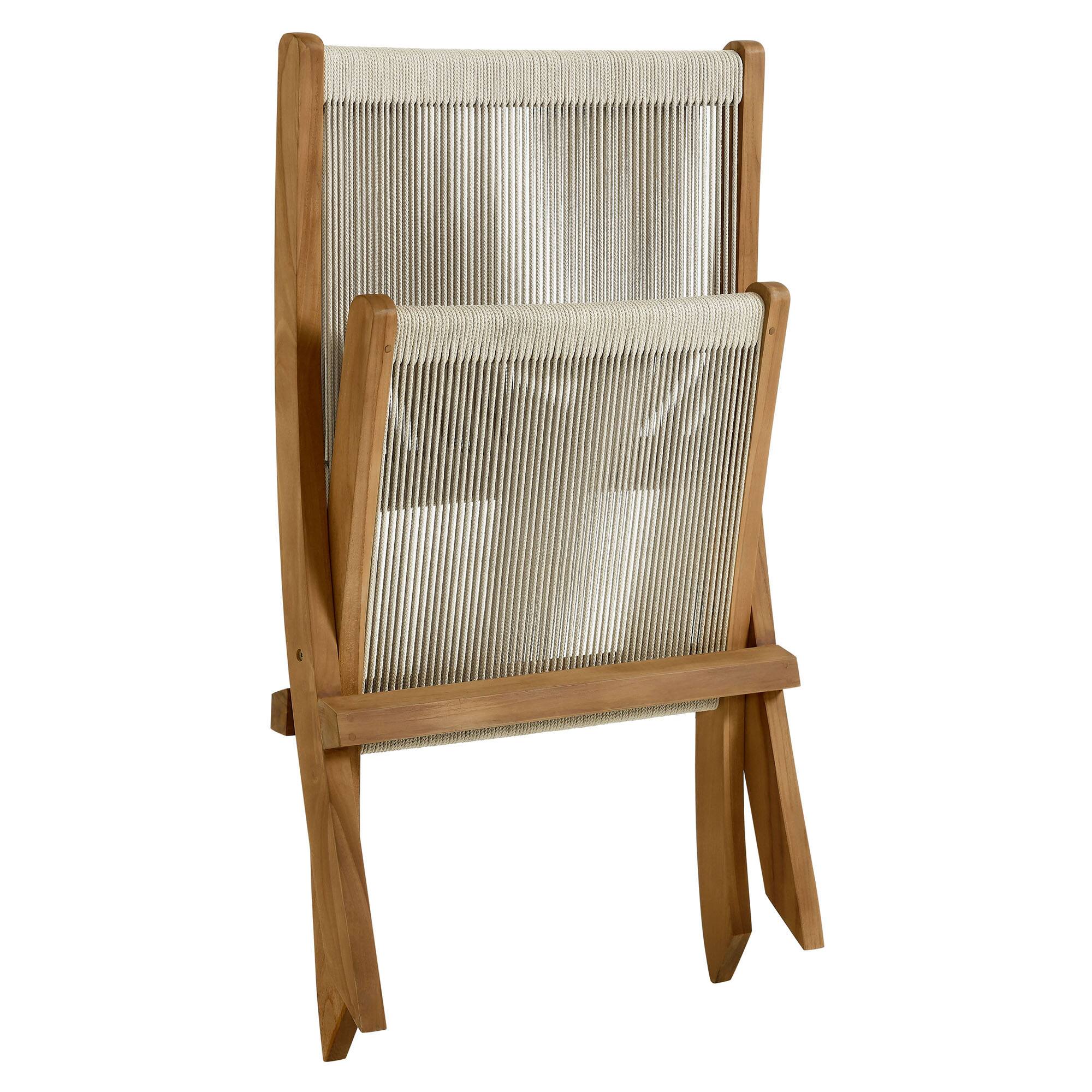 Alt View 6. Modway - Vienna Outdoor Patio Teak and Rope Folding Accent Lounge Chair by Modway - Natural Natural.