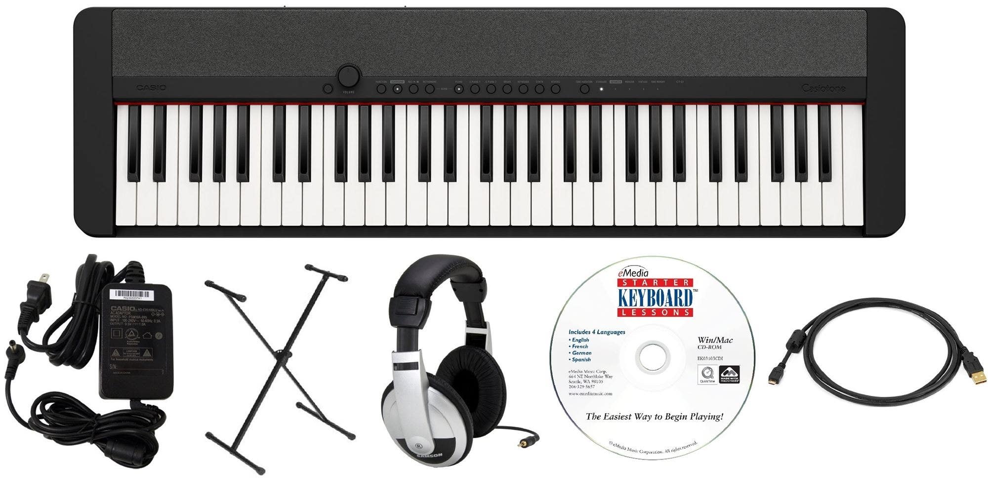 Casio - CTS1BK EPA Pack with Stand, Adapter, Headphones, and Software