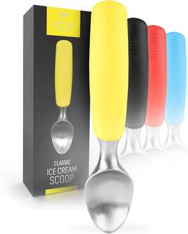 Zulay Kitchen - Heavy Duty Ice Cream Scoop - Stainless Steel Ice Cream Scooper With Non-Slip Rubber Grip - Yellow