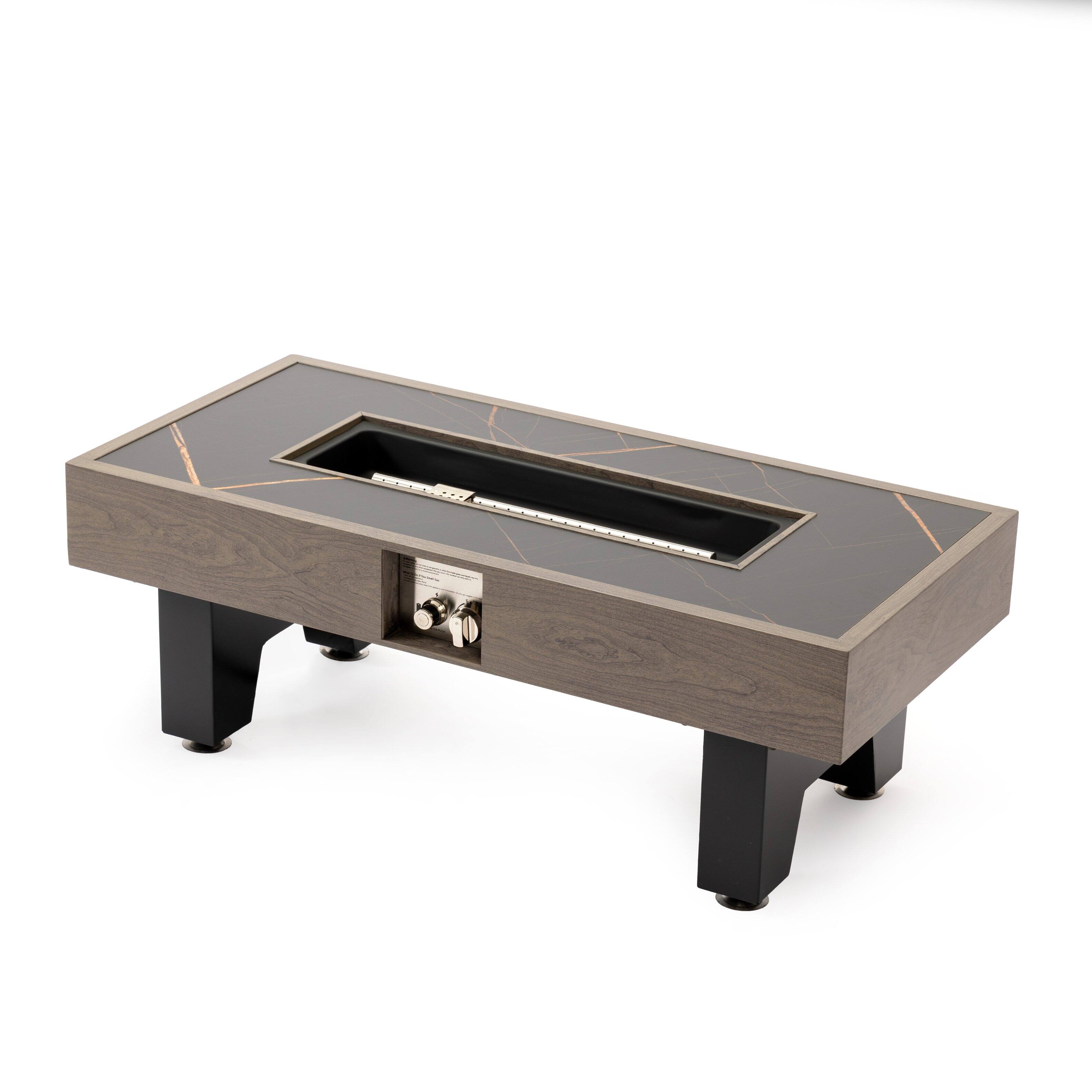 Alt View 1. PexFix - 42" Propane Fire Pit Table, 50,000 BTU Outdoor Heater with Wood Finish & Cover for Patio & Backyard - Grey.