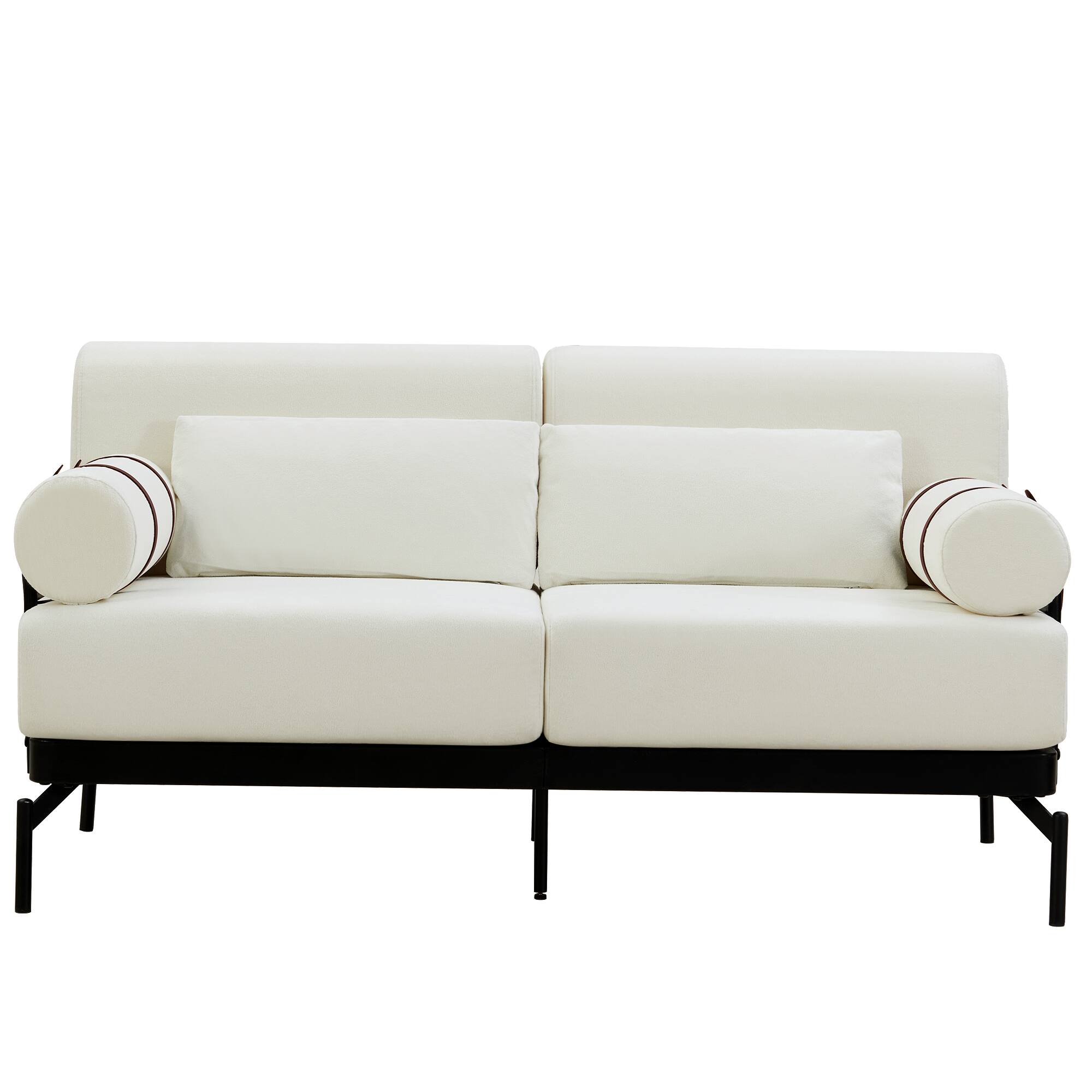Alt View 6. GOODSILO - Modern Loveseat Sofa 59"" Couch 2-Seater with USB Ports & Unique Armrests - Beige.