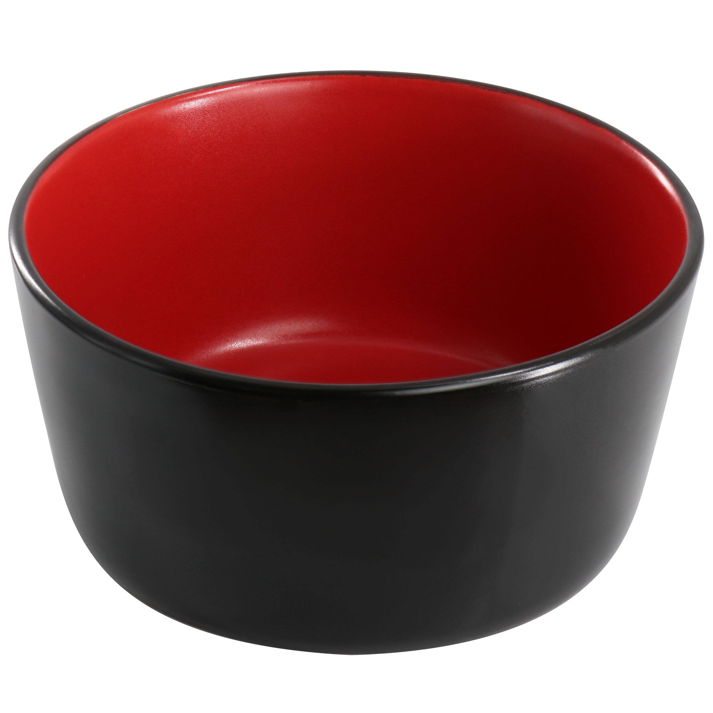 Alt View 4. Elama - Elama Bacarra 16 Piece Stoneware Dinnerware Set in Two Tone Black and Red - Black and Red.