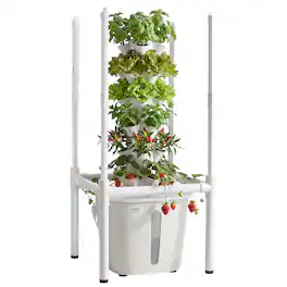 VEVOR - Hydroponic Tower, 30 Pods 6 Tiers Hydroponics Growing System Kit with LED Grow Light & App Control, Vertical Home Garden - White
