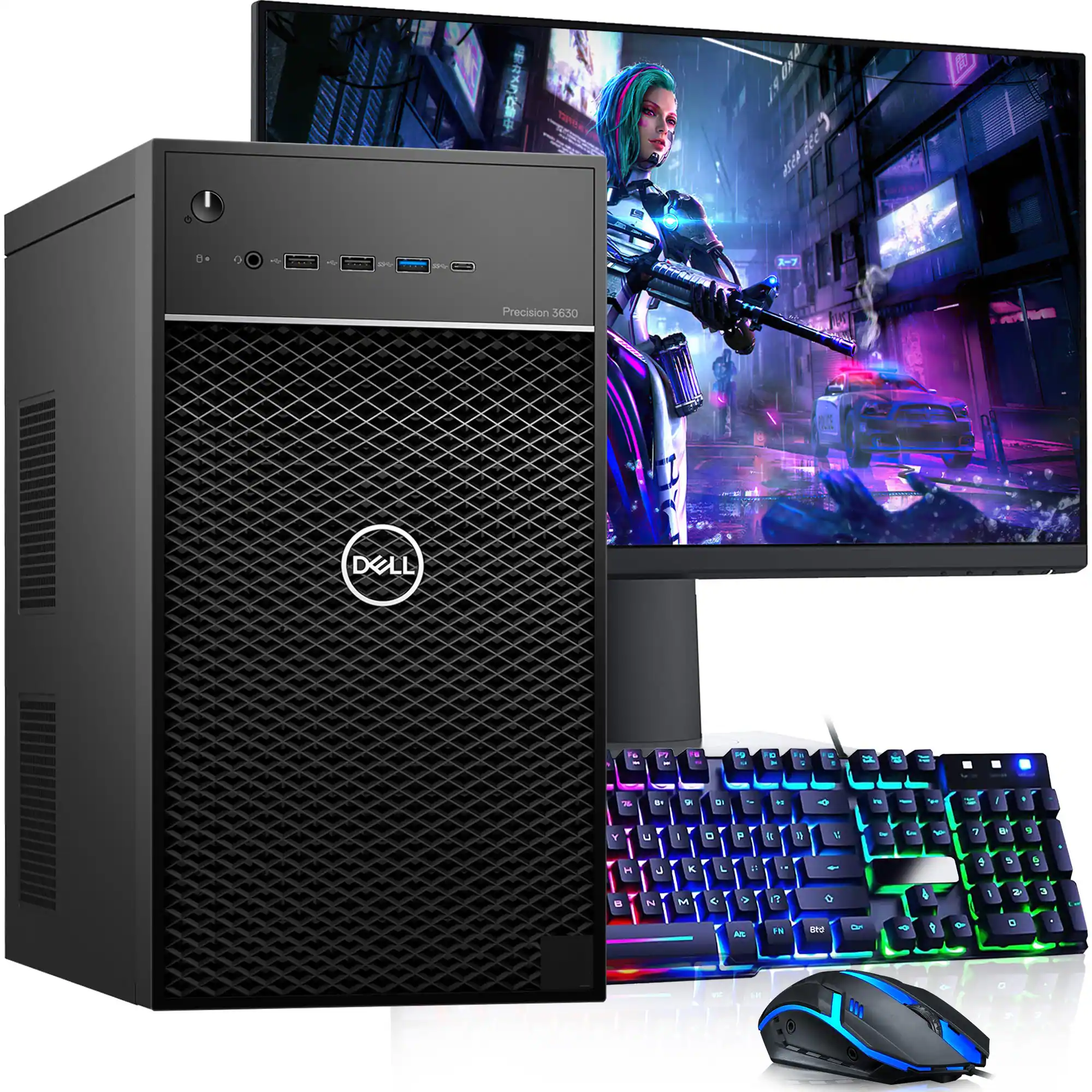 Dell - Refurbished Excellent - Precision Tower Gaming PC | Intel i5-9th | 16GB DDR4 RAM | 128GB SSD + 1TB | NVIDIA GTX 1660s | 19" LED | Wi-Fi | Win11 - Black