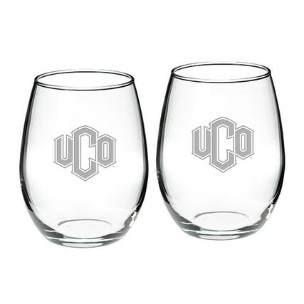 Front. Jardine - Central Oklahoma Bronchos 21oz. 2-Piece Stemless Wine Glass Set - Multicolor.