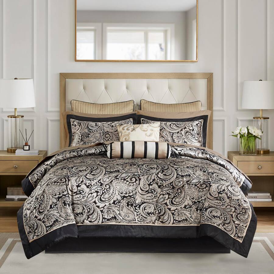 NICHOLAS KLEIN Aubrey Cozy Comforter Set Faux Silk Jacquard Paisley ...