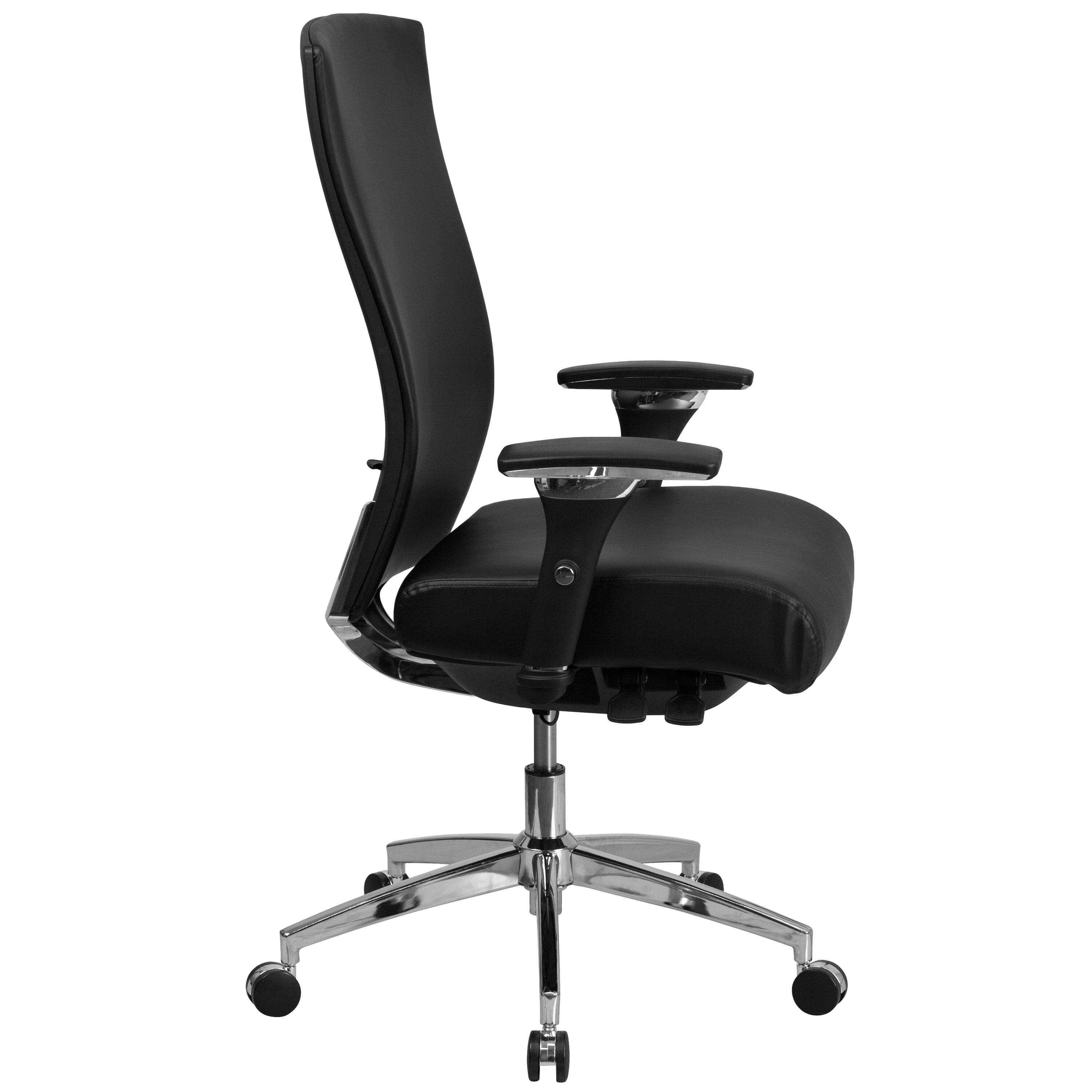 Alt View 3. Emma + Oliver - 24/7 300 lb. Rated High Back Swivel Seat Slider Lumbar Ergonomic Office Chair - Black LeatherSoft.