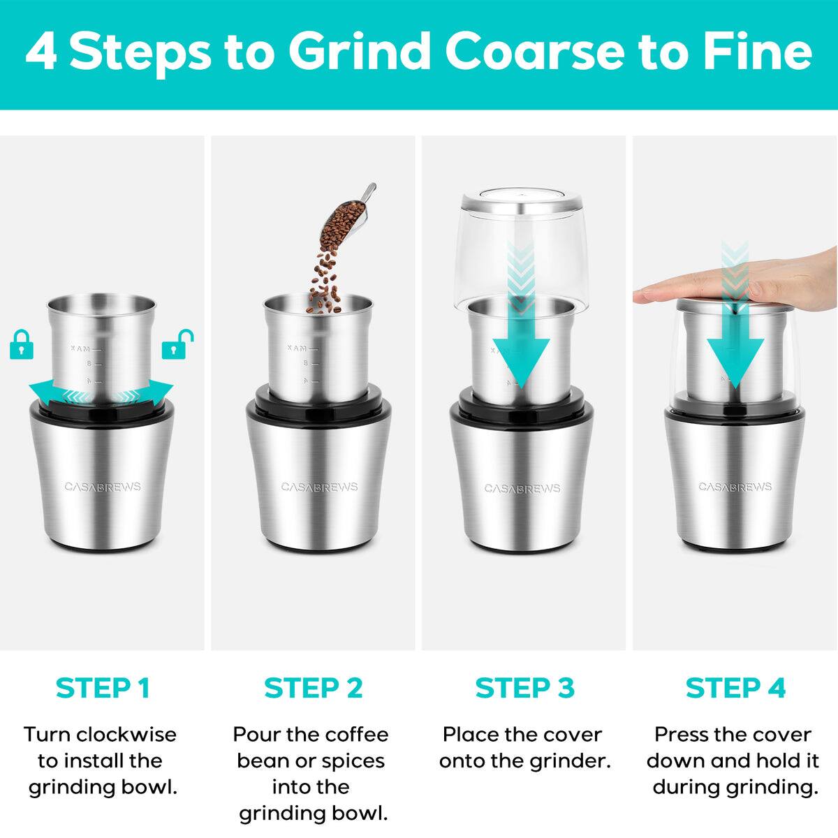 Casabrews Coffee & Spice Grinder, 200W Electric Grinder for Coffee ...