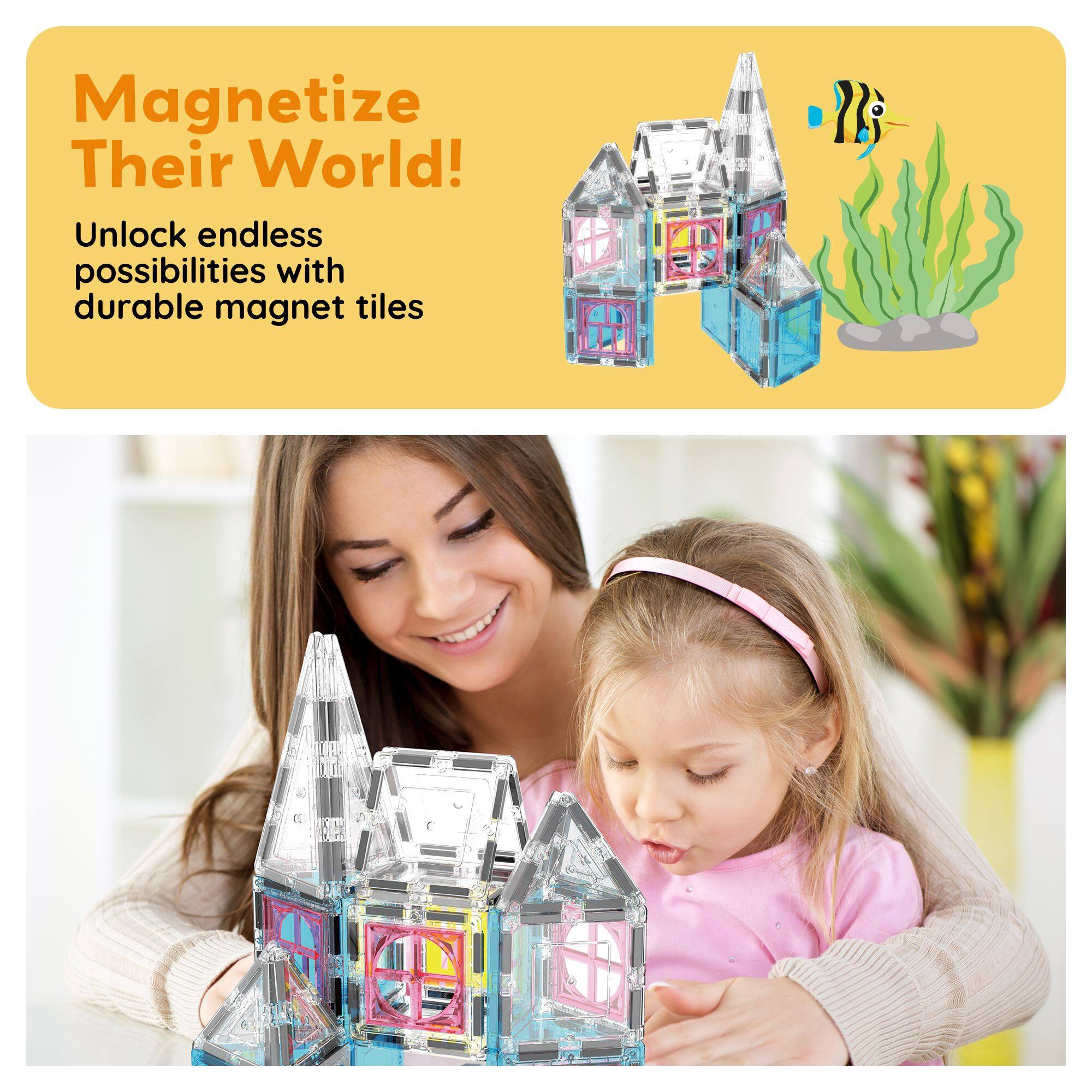 Magnetize Their World!  
Unlock endless possibilities with durable magnet tiles