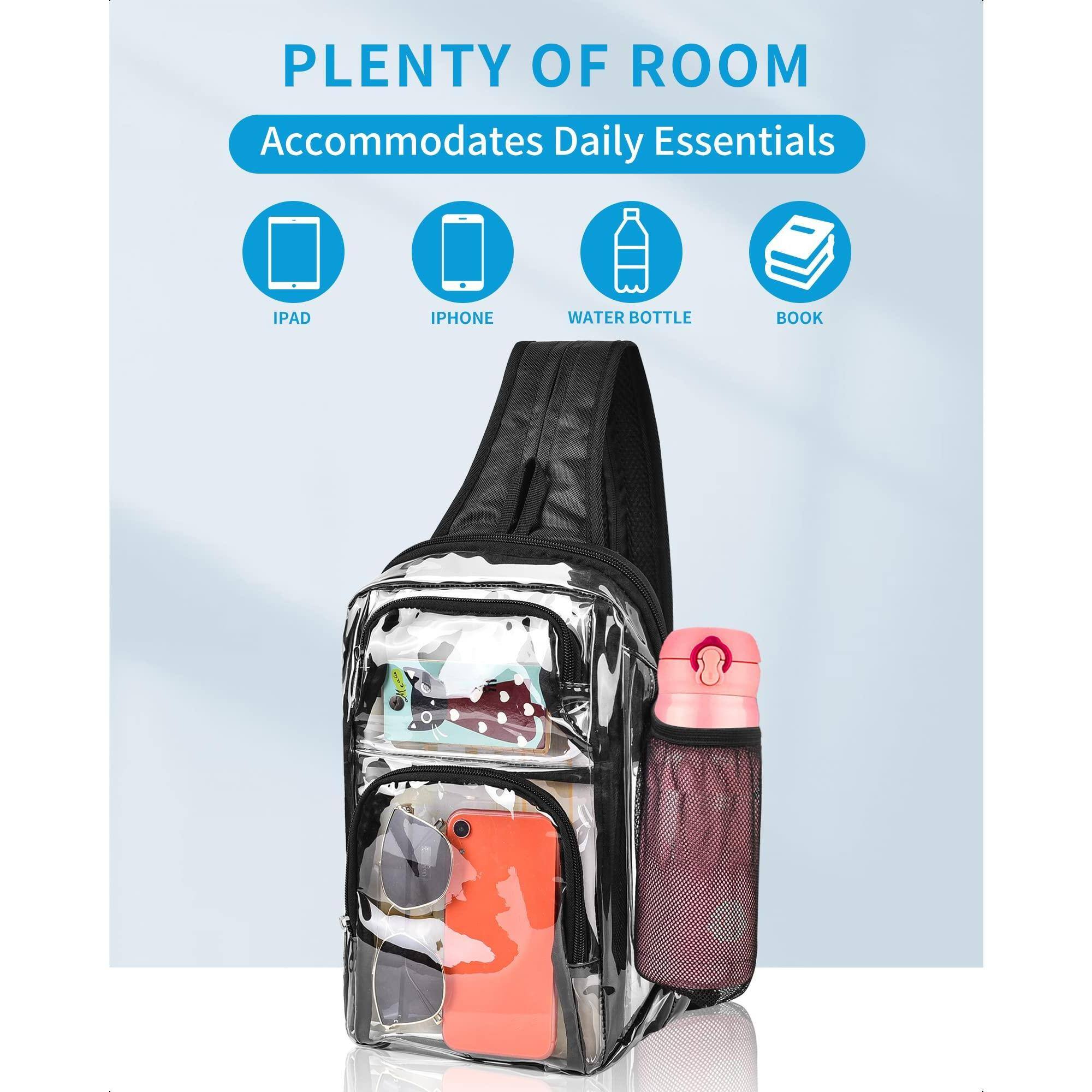 Alt View 1. Pacoar Cade - Clear Backpack Stadium Approved With Breathable Shoulder Straps  Sling Bag For Work Concert Festival - Grey.