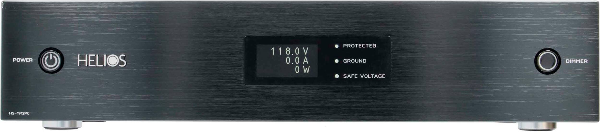 The text on the image reads "POWER HELIOS 1 1 8.0 V 0.0 A 0 W PROTECTED GROUND SAFE VOLTAGE DIMMER HS-1912PC." This text is grouped and corrected as follows:

"Power Helios 1 1 8.0 V 0.0 A 0 W Protected Ground Safe Voltage Dimmer HS-1912PC."