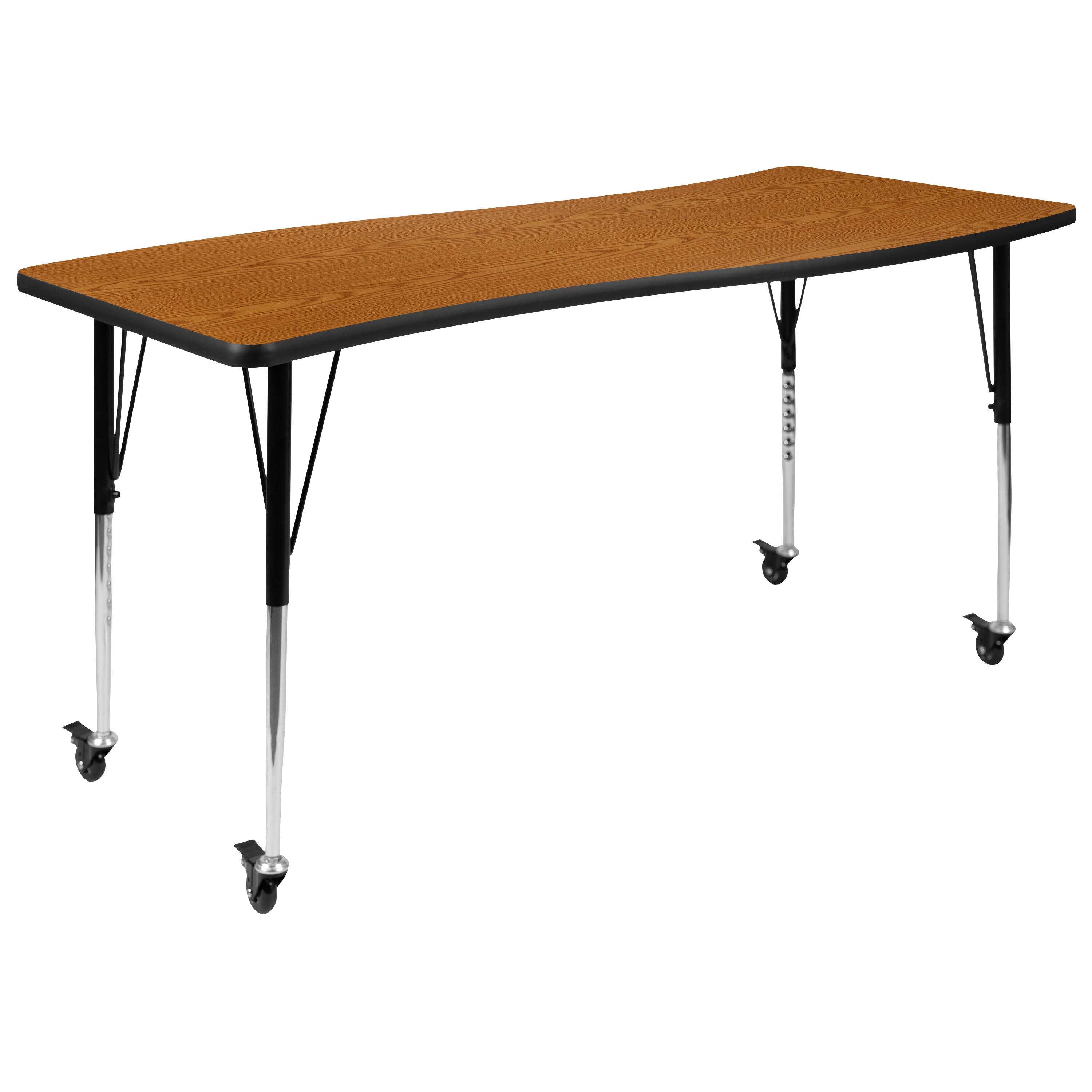 "Emma + Oliver - Mobile 26""W x 60""L Rectangle Wave Flexible Collaborative Adjustable Activity Table - Oak" price history on PriceWatchPro