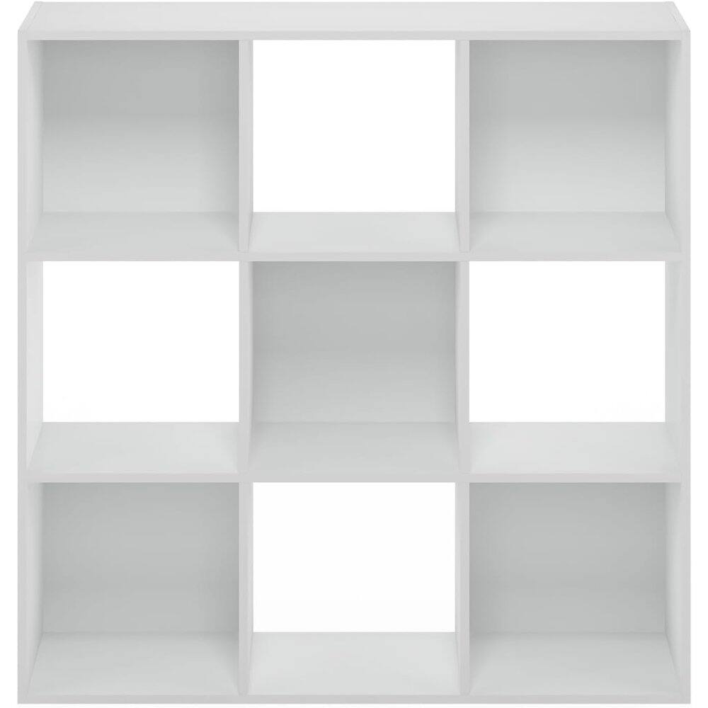 Back. FurniFact - White Engineered Wood 9 Cube Storage Organizer with Modern Storage Cubes - White.