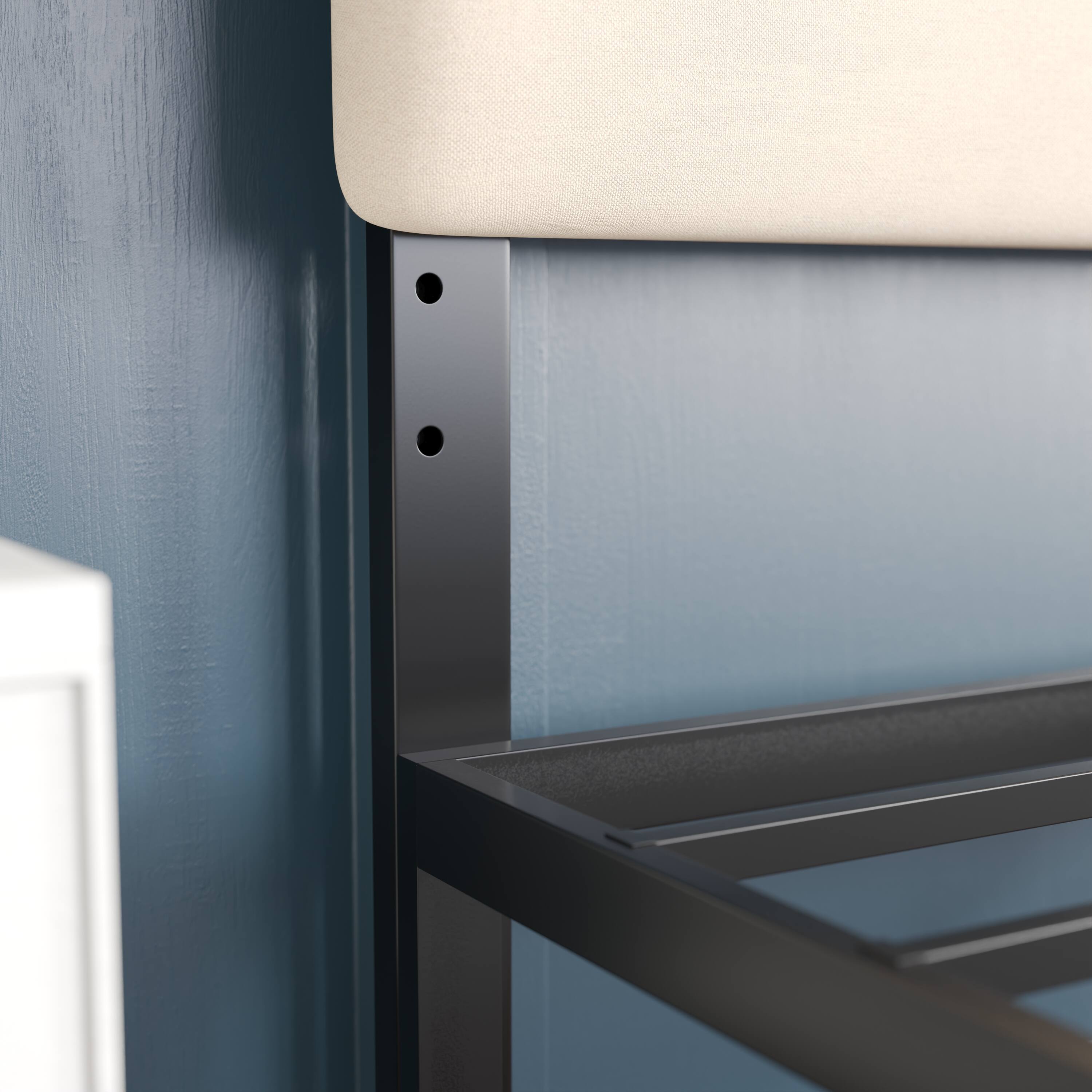 Alt View 4. Emma + Oliver - Gannon Modern Upholstered Headboard with Horizontal Line Stitching and Adjustable Height Rails - Cream.