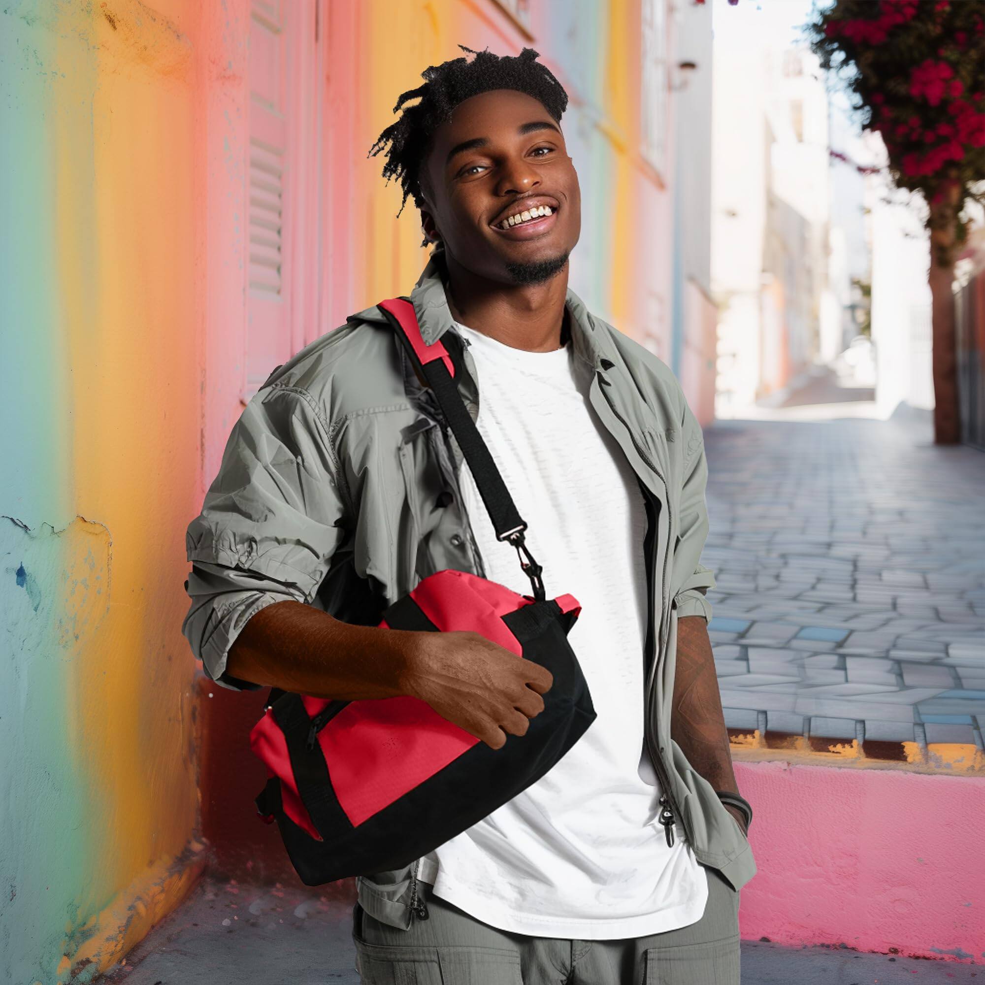 Alt View 3. Paradigms Interiors - 14" Small Duffle Bag Two Toned Gym Travel - Royal Blue-14" X 8-1/2" X 8-1/2".