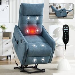 GOODSILO - Single Motor Power Lift Recliner Chair with Massage and Heat Features for Enhanced Comfort and Relaxation - Blue