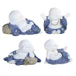 FC Design - 4-PC Miniature Maitreya Buddha in Different Poses 4.5"H Figurine Set Office Desk Tabletop Home Decor Gift - Multi-Color