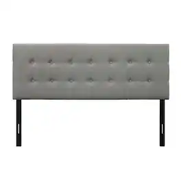 Hivvago - Full size Contemporary Button-Tufted Headboard in Grey Upholstered Fabric - Gray