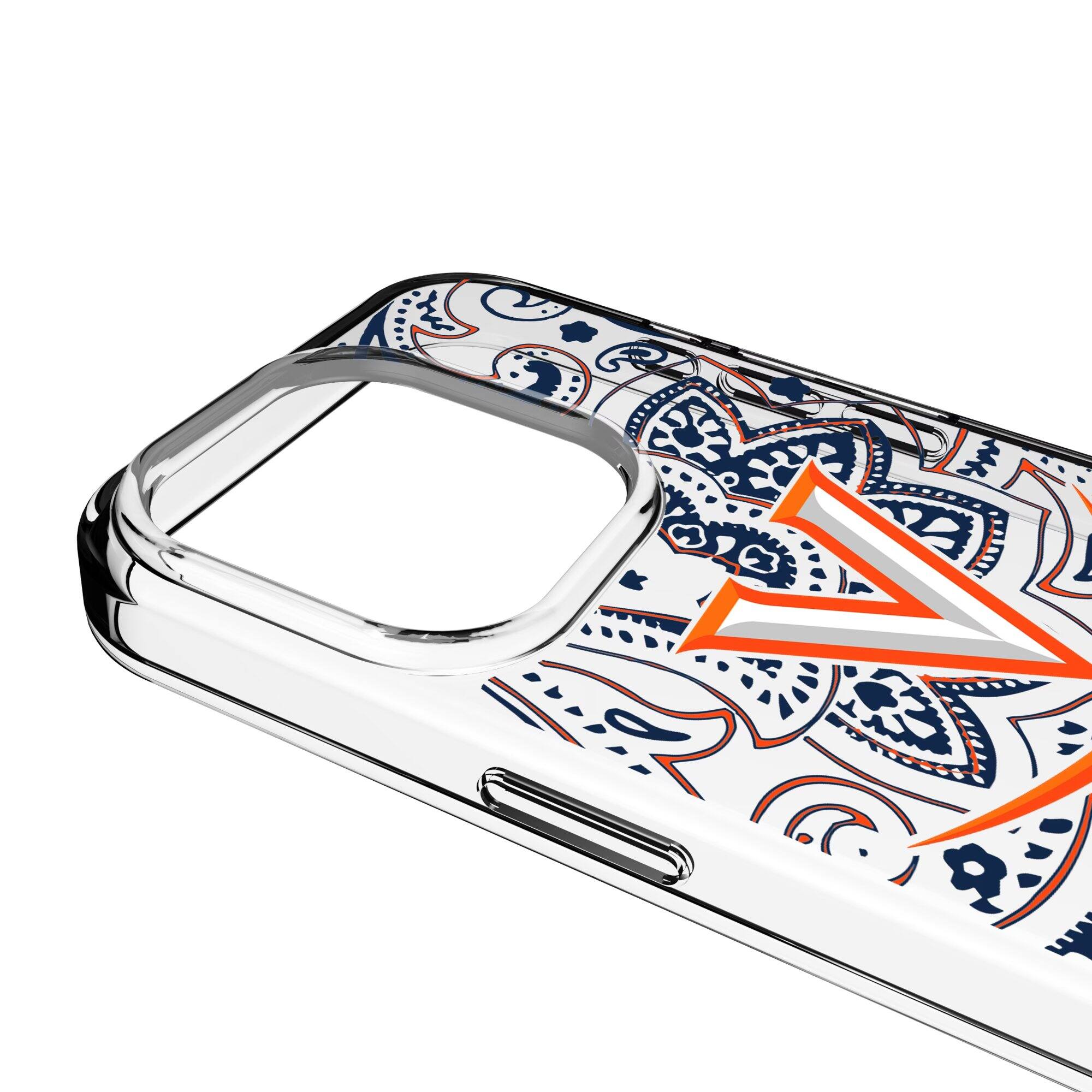 Alt View 2. Keyscaper - Virginia Cavaliers iPhone Paisley Design Clear Case - 15 Pro Max - Multicolor.