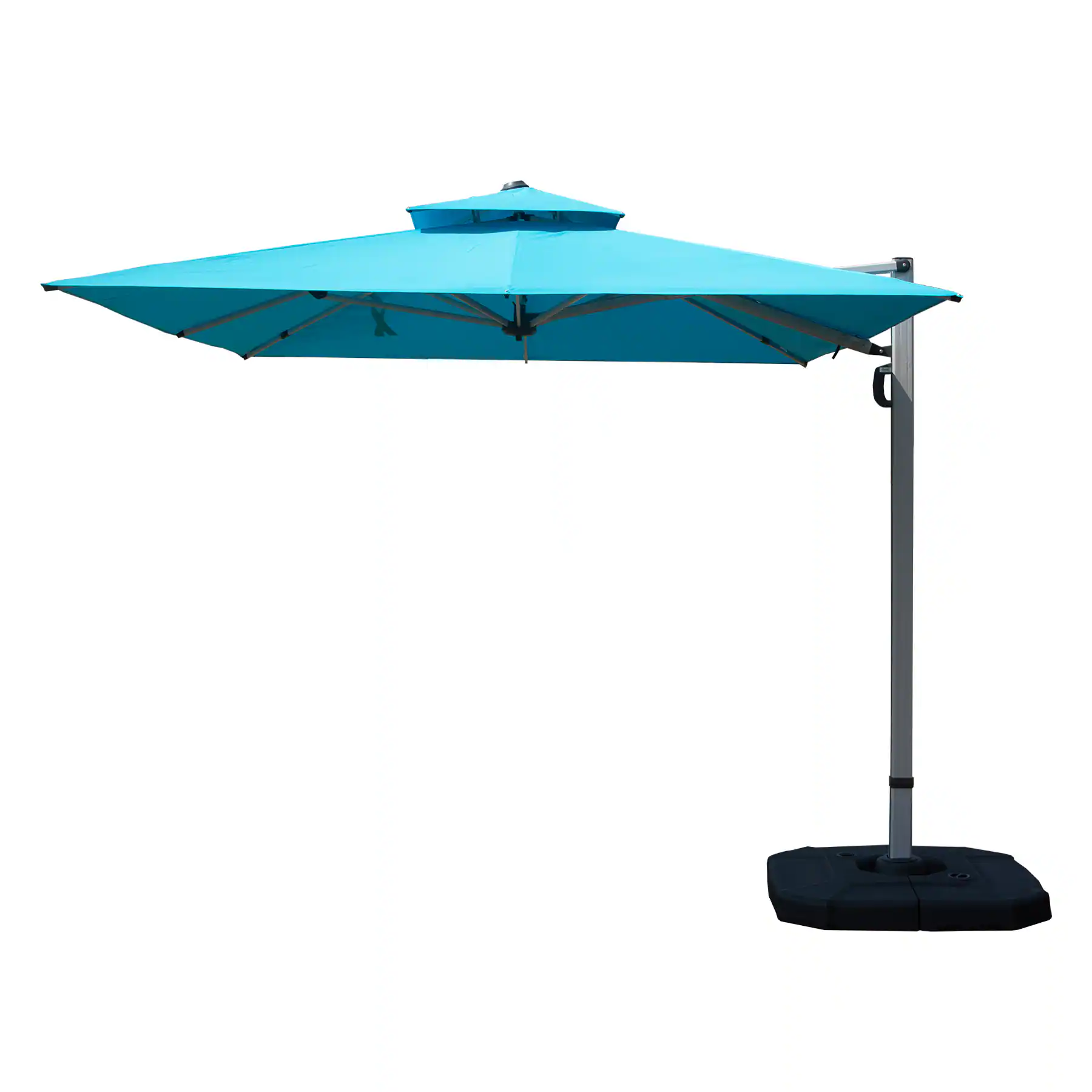 Front. Ecooso - 9'x 11' Rectangle Cantilever Umbrella with Center Pole (Base Not Included) - Lake Blue.