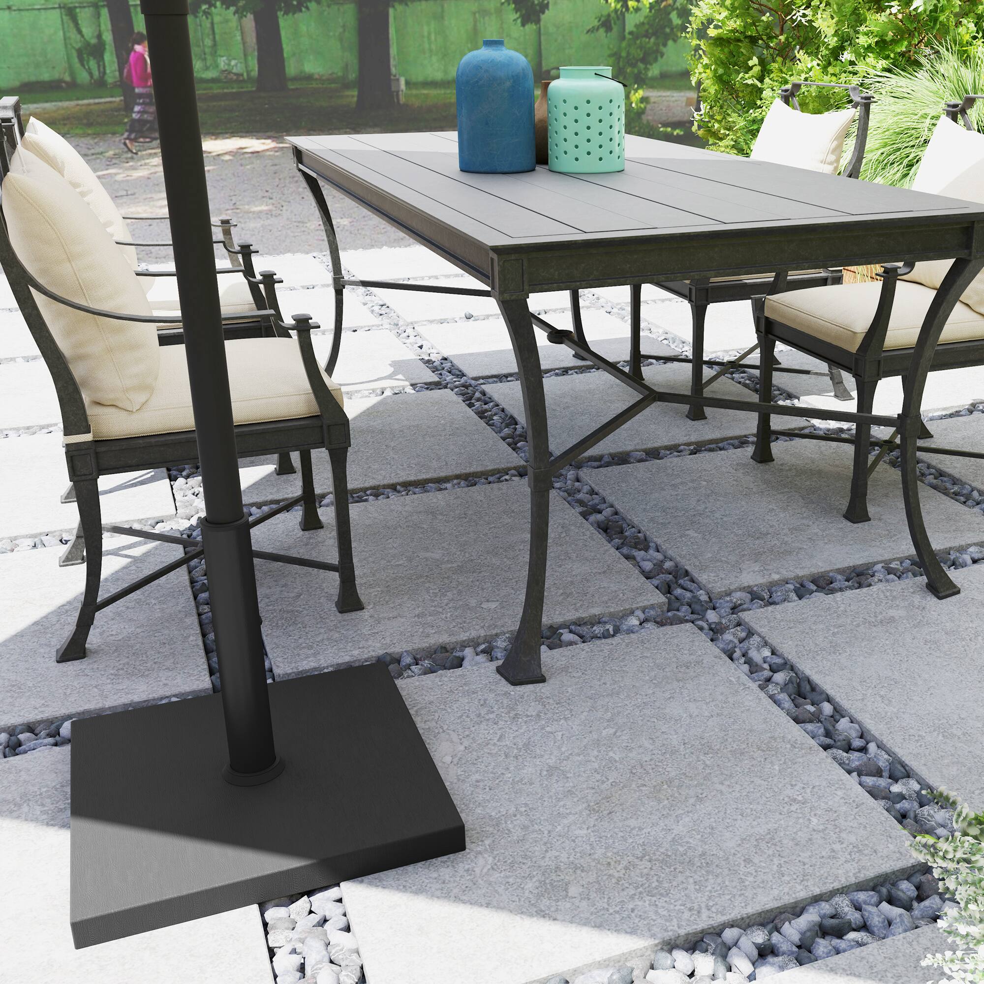 Alt View 5. Outsunny - Patio Umbrella Base, 32 lbs Umbrella Base, Outdoor Umbrella Stand Patio Umbrella Holder for 1.5"/1.9" Umbrella Poles - Black.