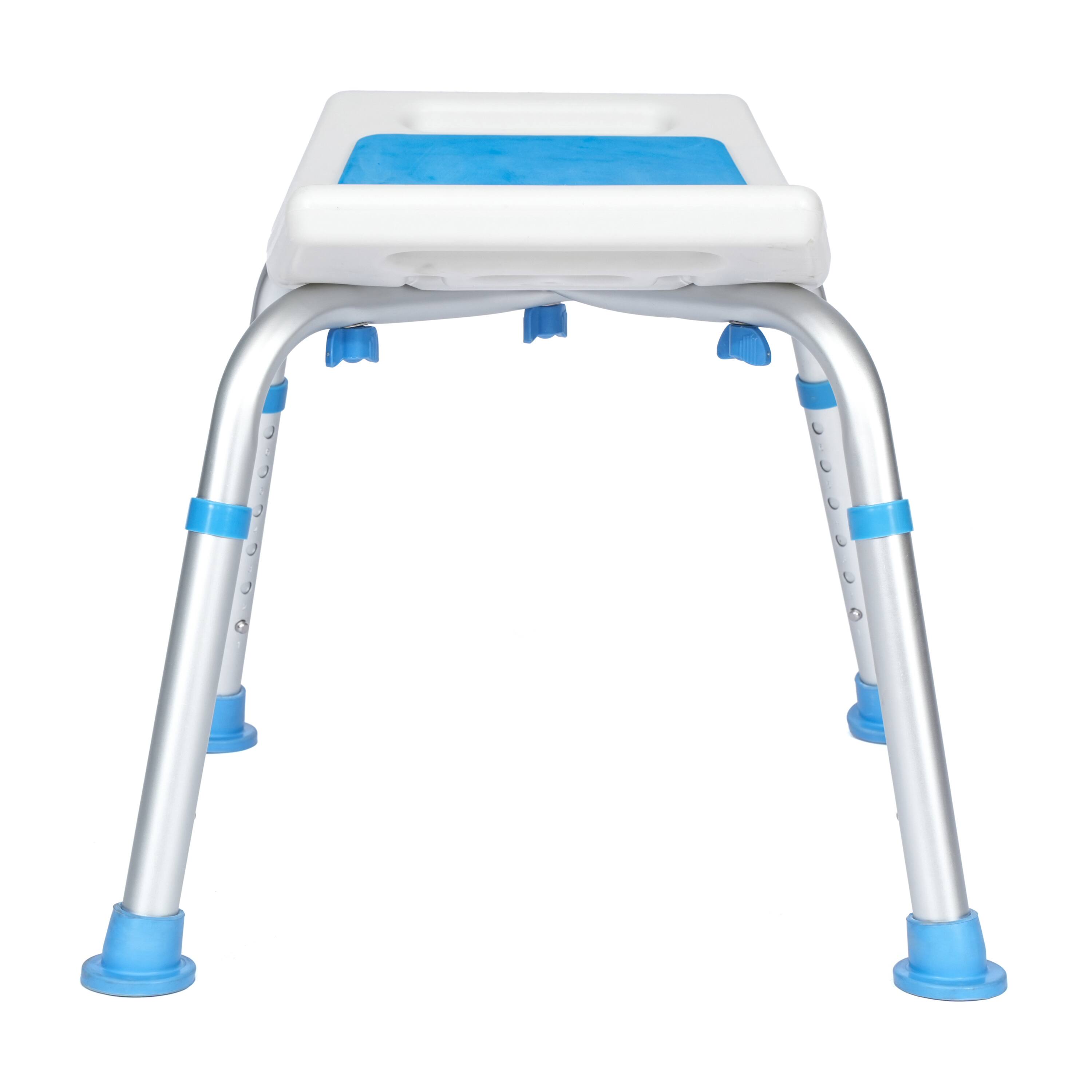 Alt View 5. Emma + Oliver - Ramsey Shower Stool with 6 Adjustable Height Settings, Padded Seat and Non-Slip Feet - Blue and White.