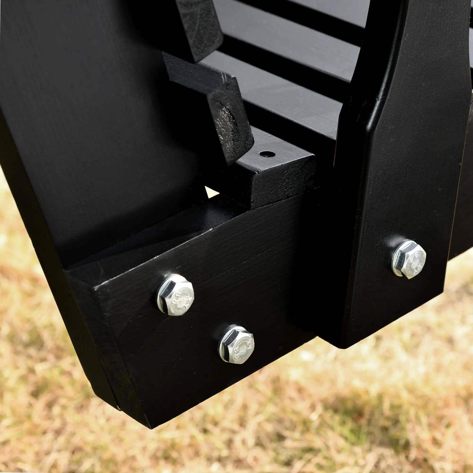 Back. Resenkos - Resenkos 2-Person Swing Chair With Chains & Cupholders, White, Perfect for Garden, Poolside, & Backyard, Black.