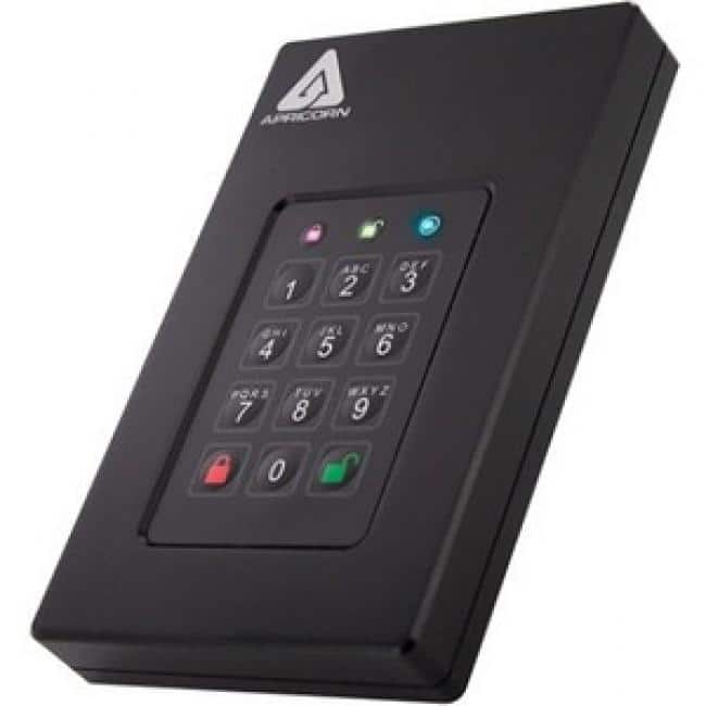 Apricorn - Aegis Fortress 1 TB Hard Drive - External - USB 3.0 - Black