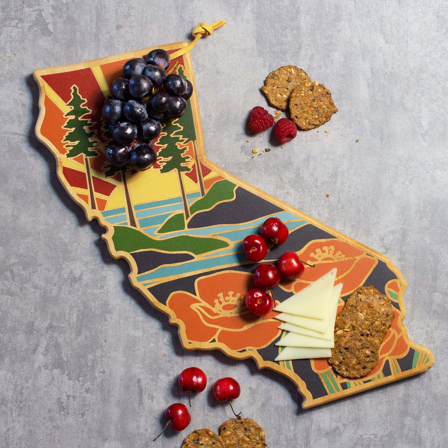Left. Totally Bamboo - California Cutting Board with Artwork by Summer Stokes.