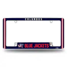 Rico Industries - Columbus Blue Jackets Chrome Metal License Plate Frame with Full Frame Team Color Graphics - Multi