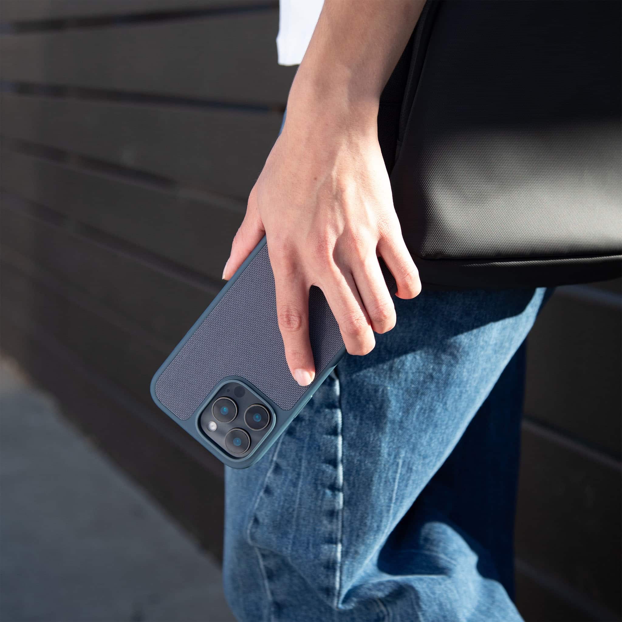 Alt View 3. Incase - Facet Case with MagSafe for Apple iPhone 16 Pro Max - Slate Blue Nylon.