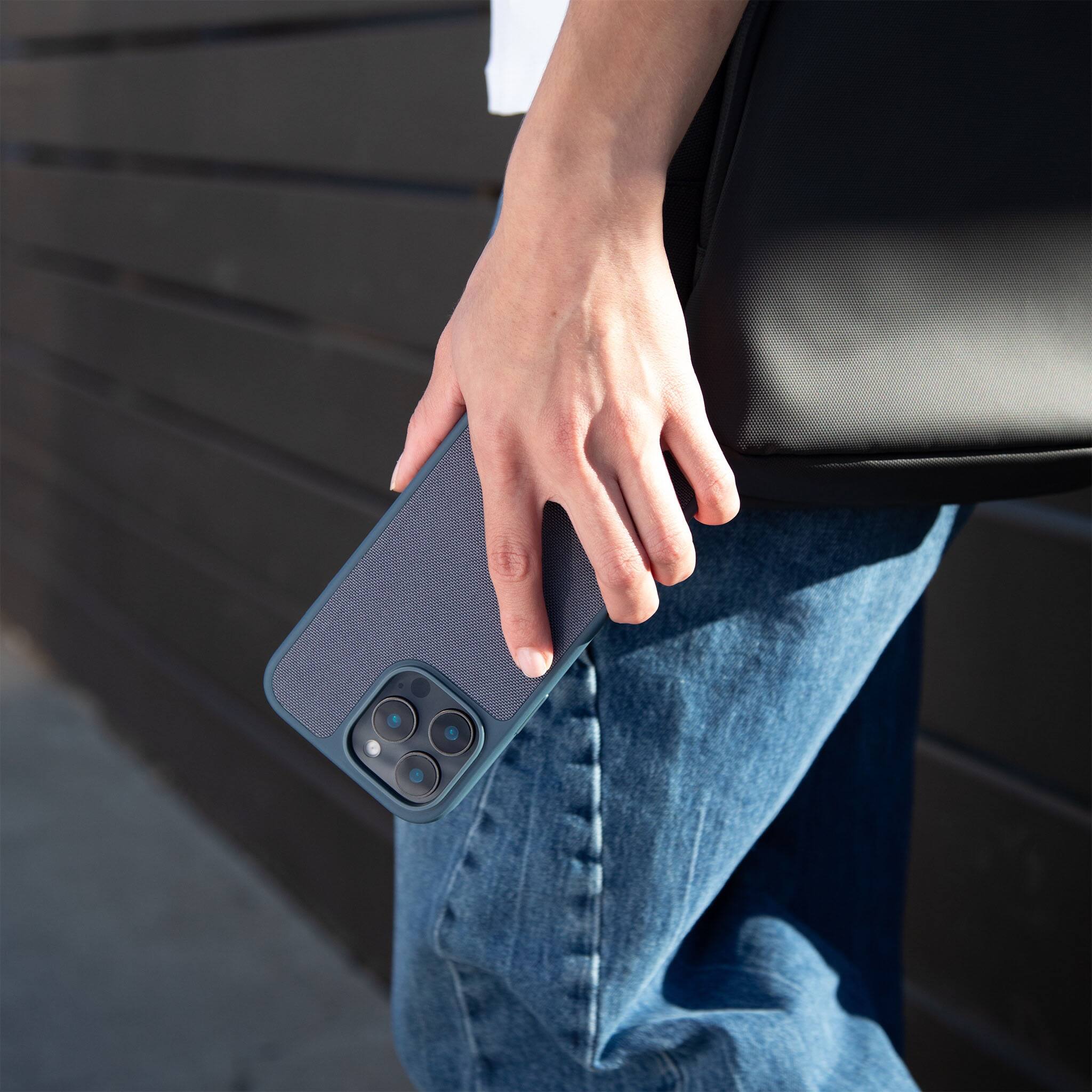 Alt View 3. Incase - Facet Case with MagSafe for Apple iPhone 16 Pro Max - Slate Blue Nylon.