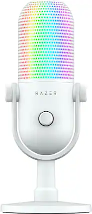 Front. Razer - Seiren V3 Chroma Wired Supercardioid Condenser USB Microphone with 32-Bit DSP - White.