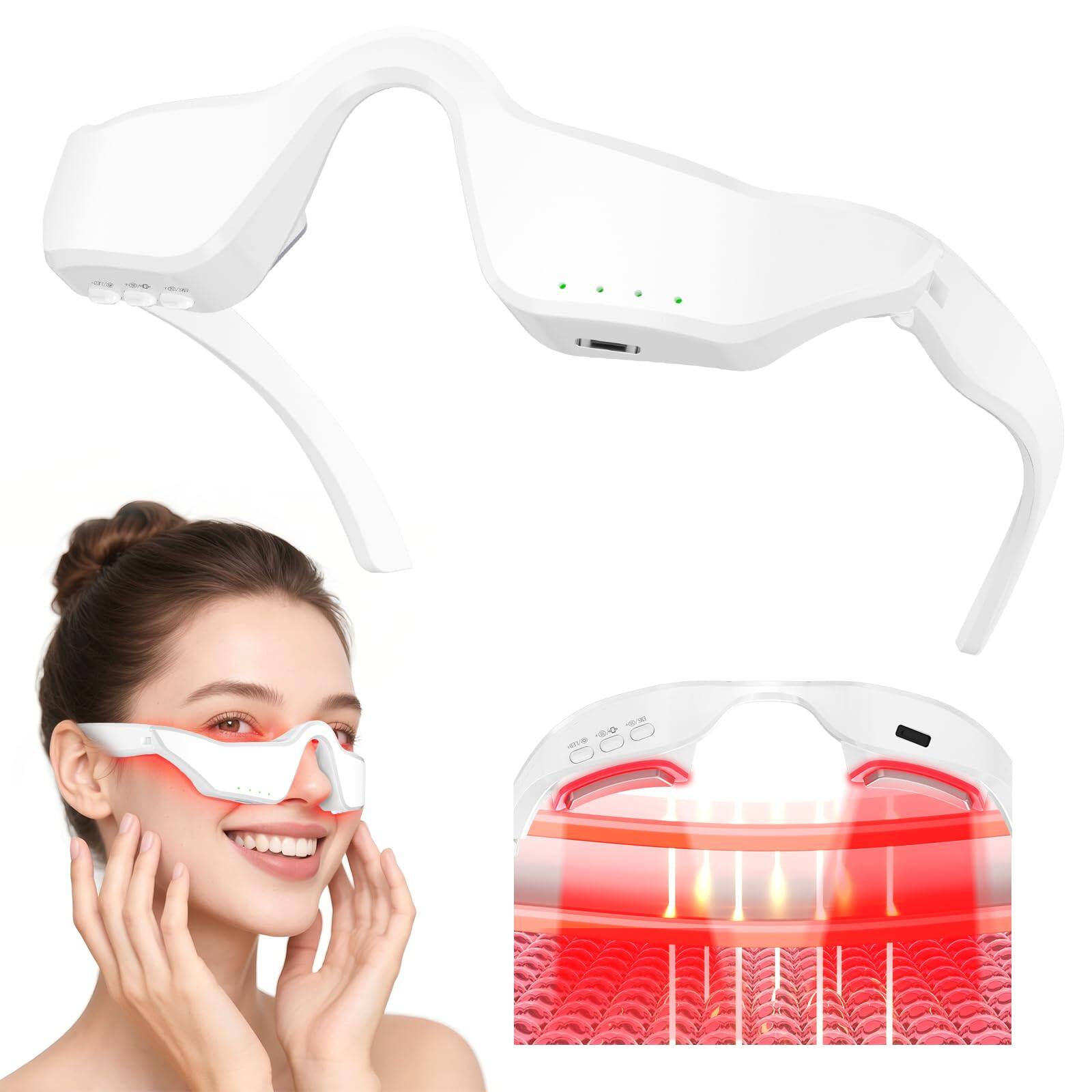 Live At Space - Red-Light Microcurrent Eye Massager with Heat & Vibration for Dark Circles Puffiness Wrinkles - 642146676185